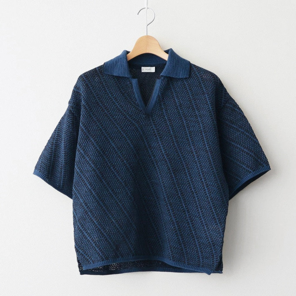 Diagonal Knit Skipper Shirt #NAVY [YK26SS01251S]