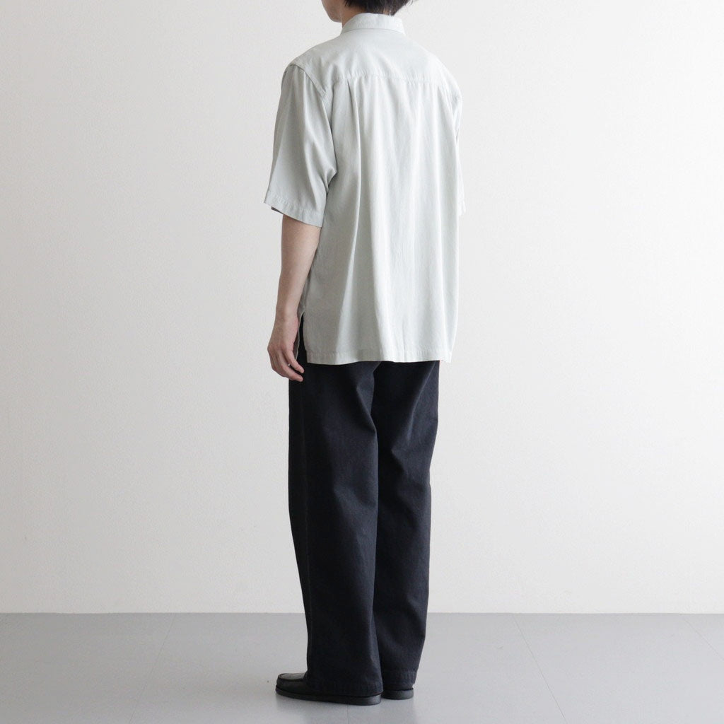 COTTON SILK VIERA LOOSE FIT HALF SLEEVE SHIRT #GREEN [BLAGLM0206]