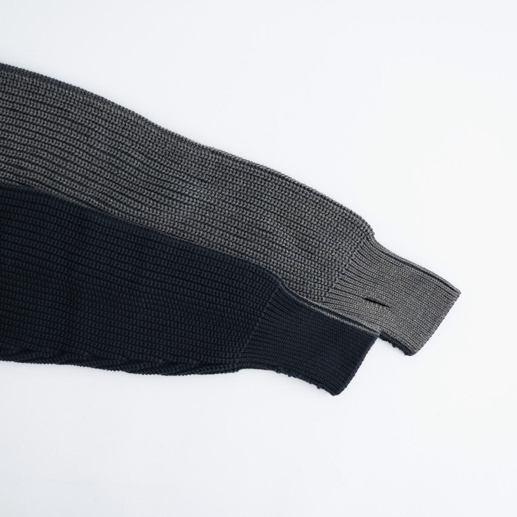 BATONER ウール梳毛片畔 ブリーチ加工 セーター #NAVY [HR-N001-051]