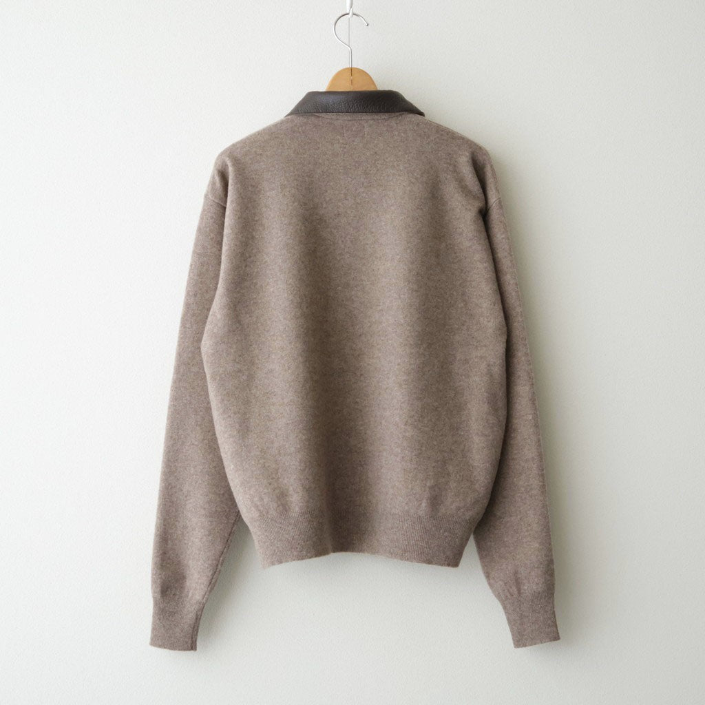 Leather-Trimmed Skipper Sweater #Beige [YK26FW01380S]