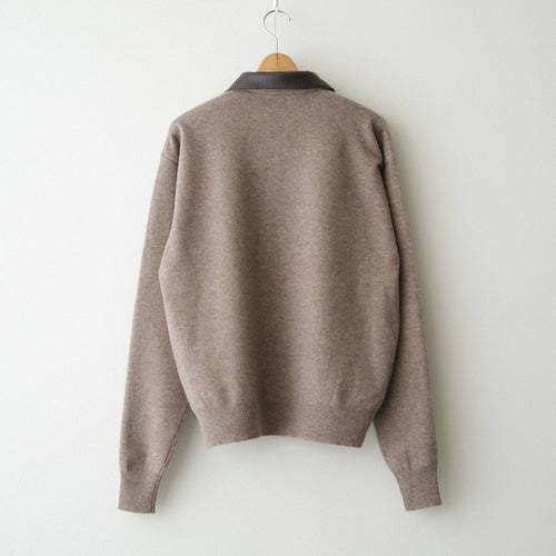 Leather-Trimmed Skipper Sweater #Beige [YK26FW01380S]