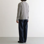 SHETLAND WOOL CASHMERE RIB KNIT P/O #LIME PURPLE STRIPE [A26AP01SB]