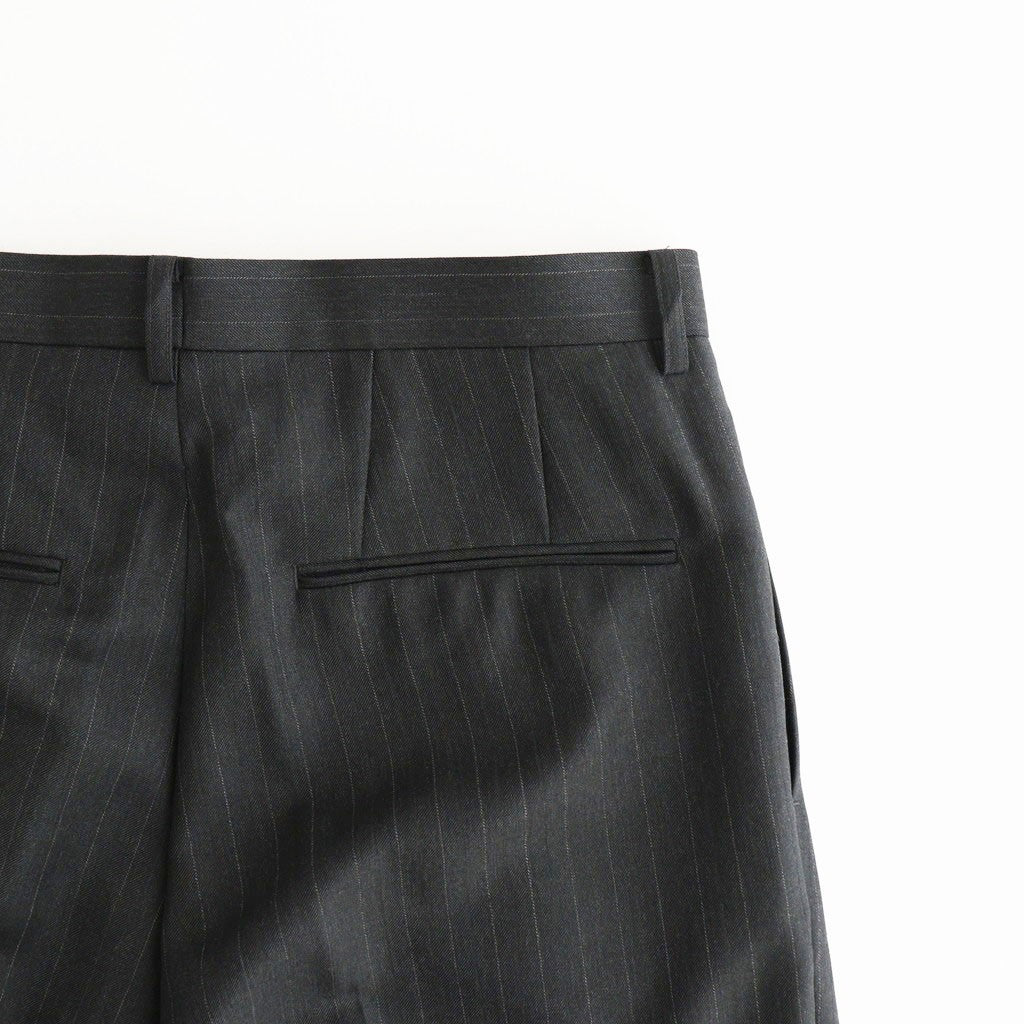 BLUEFACED WOOL TWO-TUCK SLACKS #CHARCOAL NAVY STRIPE [A26AP04BS]