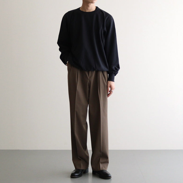 LIGHT WOOL MAX GABARDINE TWO-TUCK SLACKS #TOP BROWN [A24AP03MG]