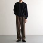 LIGHT WOOL MAX GABARDINE TWO-TUCK SLACKS #TOP BROWN [A24AP03MG]