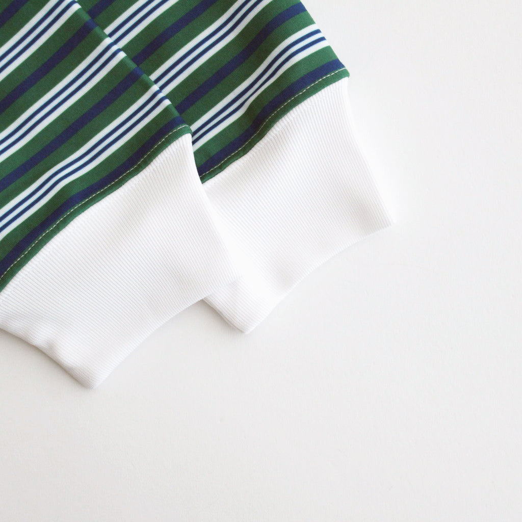 W's TECH DRAWSTRING MULTI BORDER L/S TEE #GREEN / BLUE [BE-34024L]