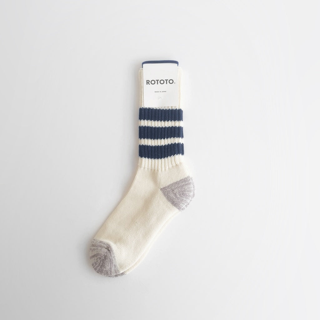 COARSE RIBBED OLDSCHOOL CREW SOCKS #NAVY [R1255-AW25]