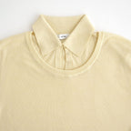 SILK BLENDED CIRCULAR RIB CREW&POLO LAYERED PULLOVER #YELLOW [KRAGLA0105]