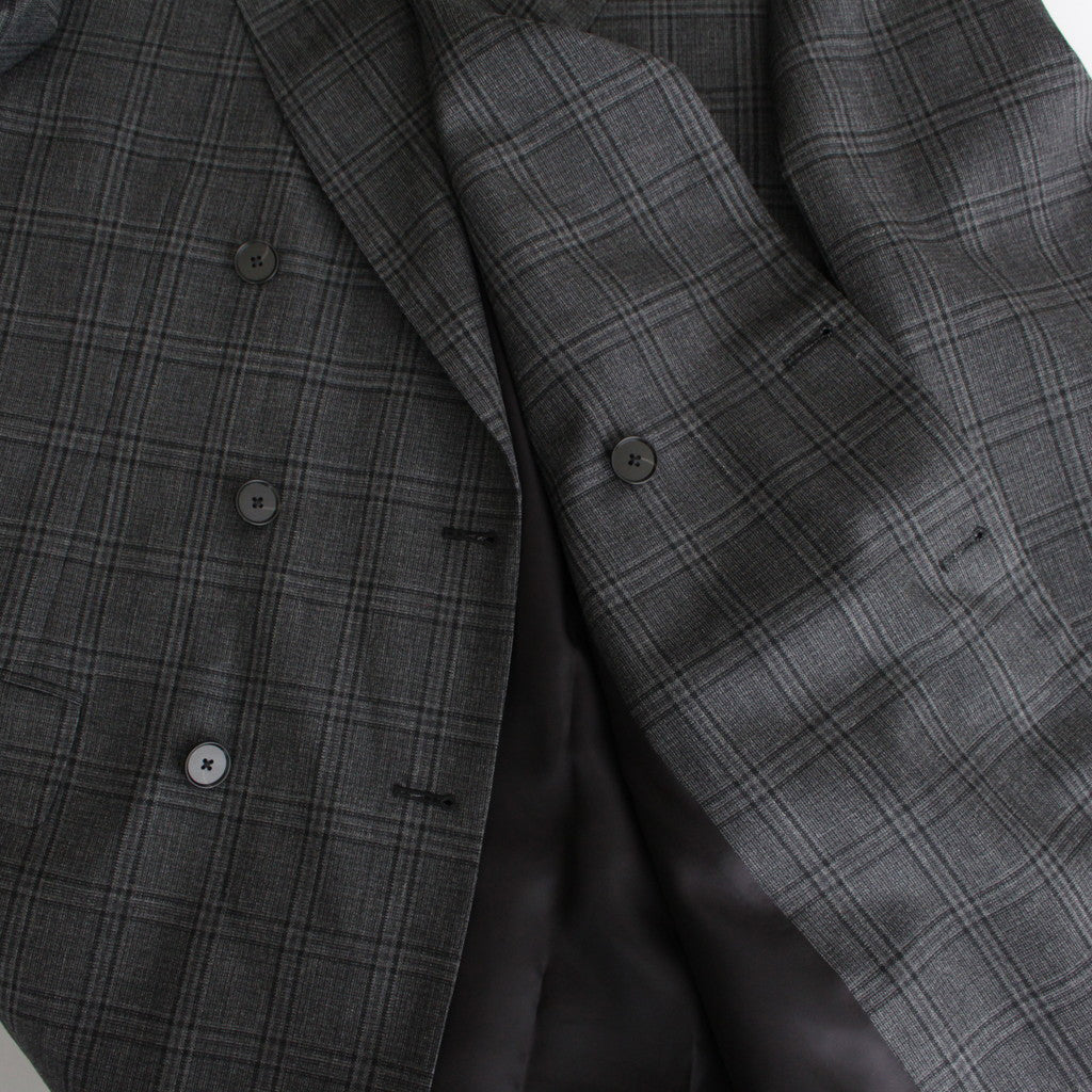 BLUEFACED WOOL CHECK DOUBLE-BREASTED JACKET #CHARCOAL CHECK [A24AJ03CB]