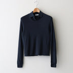 SILK BLENDED CIRCULAR RIB CREW&POLO LAYERED PULLOVER #NAVY [KRAGLA0105]