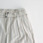 STRIPE BELTED WIDE LEG TROUSERS #IVORY [YK24SS0641P]