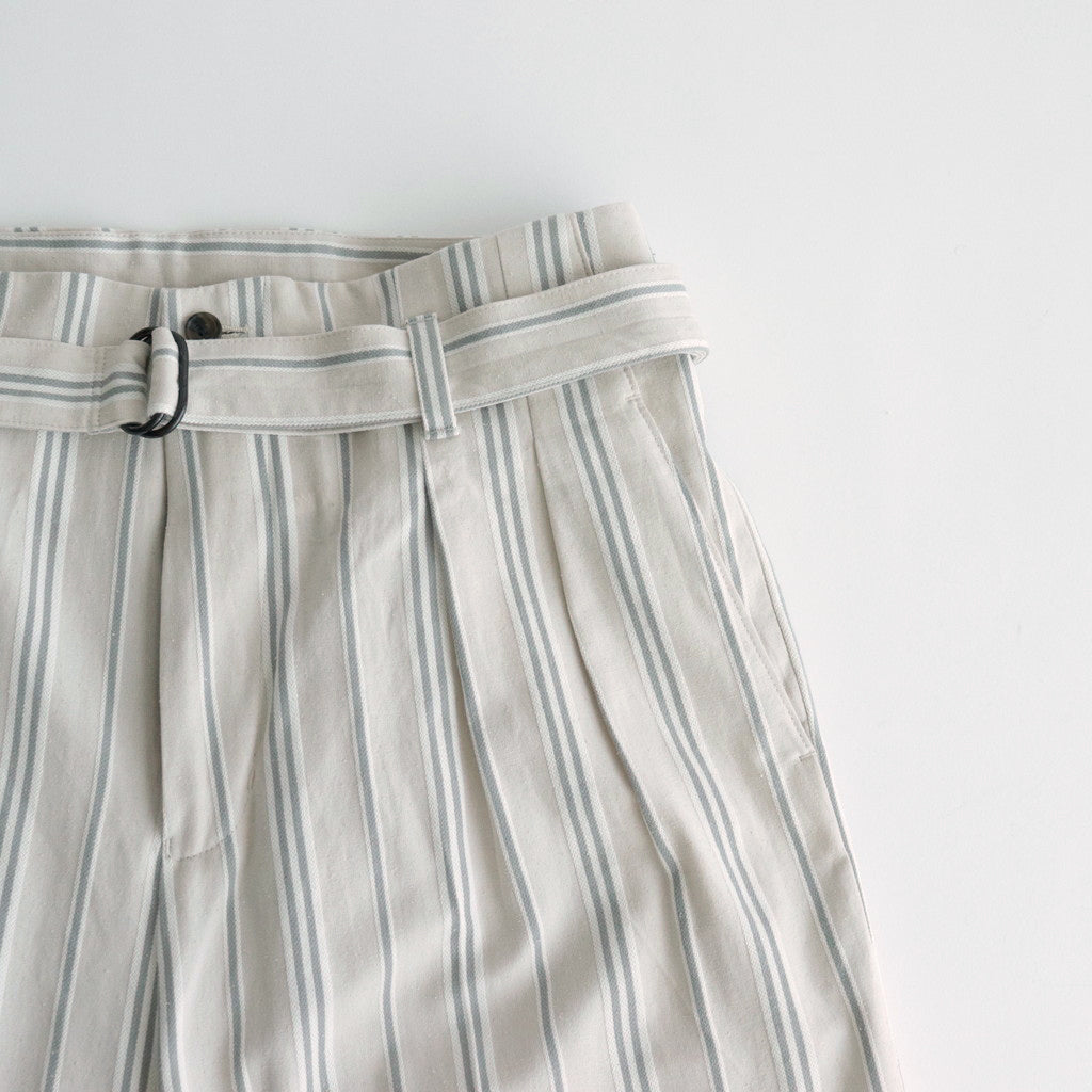 STRIPE BELTED WIDE LEG TROUSERS #IVORY [YK24SS0641P]