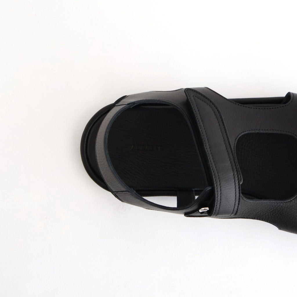 SOFT LEATHER DOUBLE STRAP SANDALS #BLACK [A26SS06QD]
