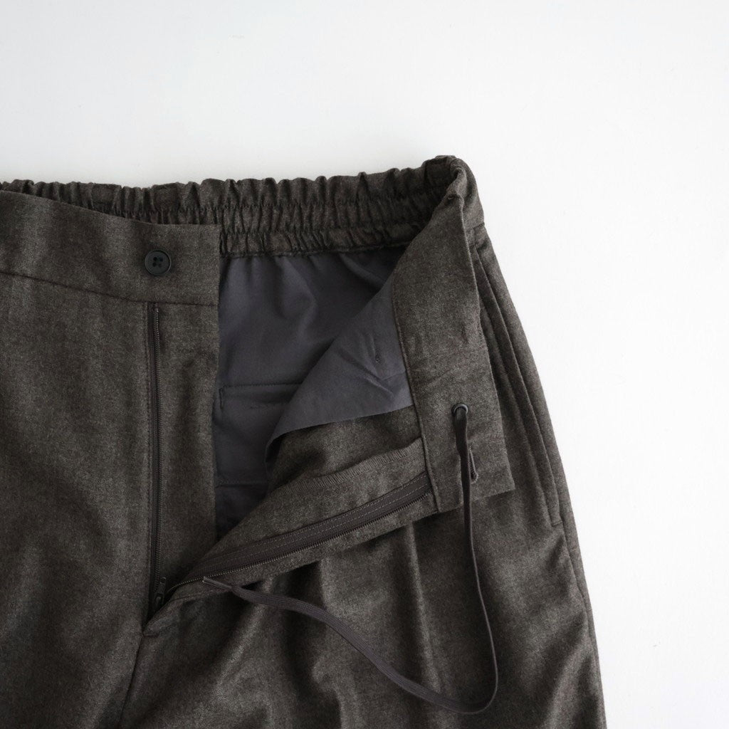 EXTRA FINE WOOL EASY LONG WIDE TROUSERS #CHARCOAL BROWN [ST.1612]