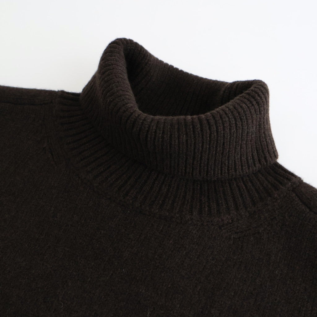EXTRA FINE WOOL WARM KNIT TURTLE NECK LS #DARK BROWN [ST.1290]