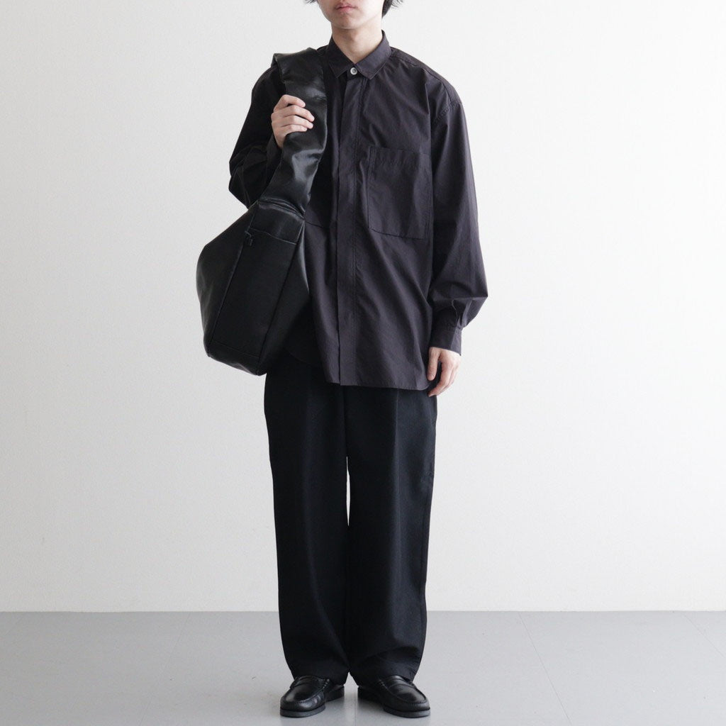 SHIRRING HANDLE LEATHER SHOULDER BAG #BLACK [ST.1509]