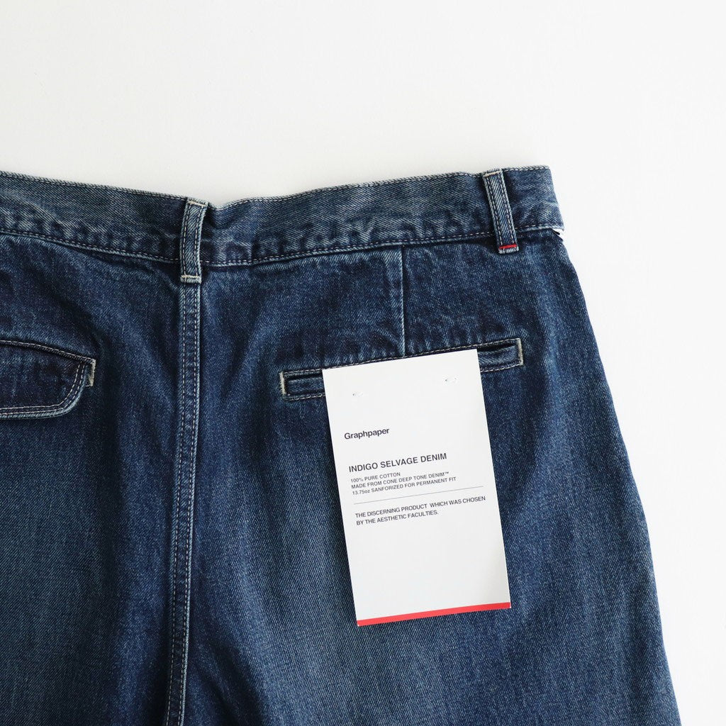 Selvage Denim Two Tuck Pants #INDIGO_DARK FADE [GU253-40061DB]