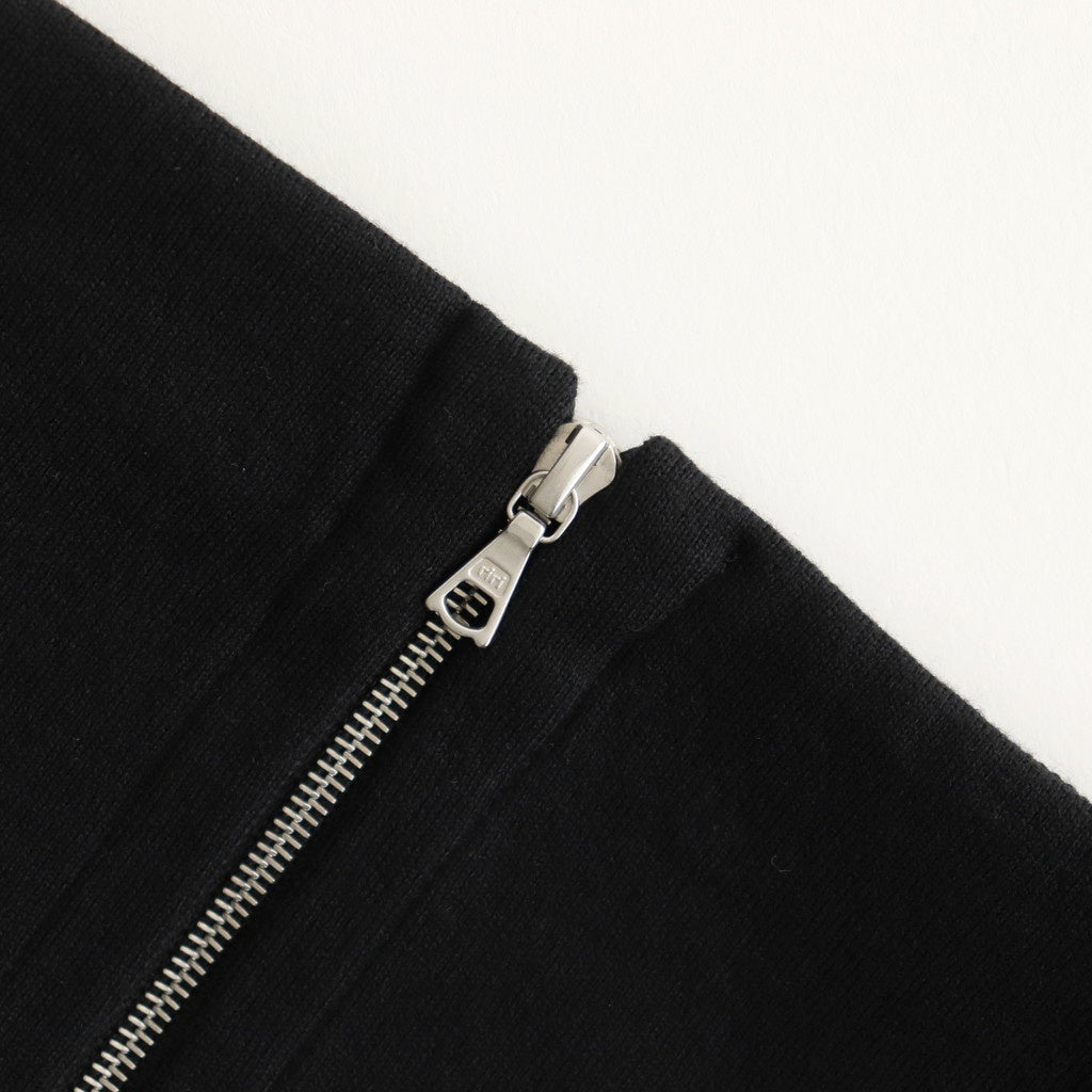 COTTON SILK STRETCH DOUBLE FACE KNIT SKIRT #BLACK [A25SS02WF]