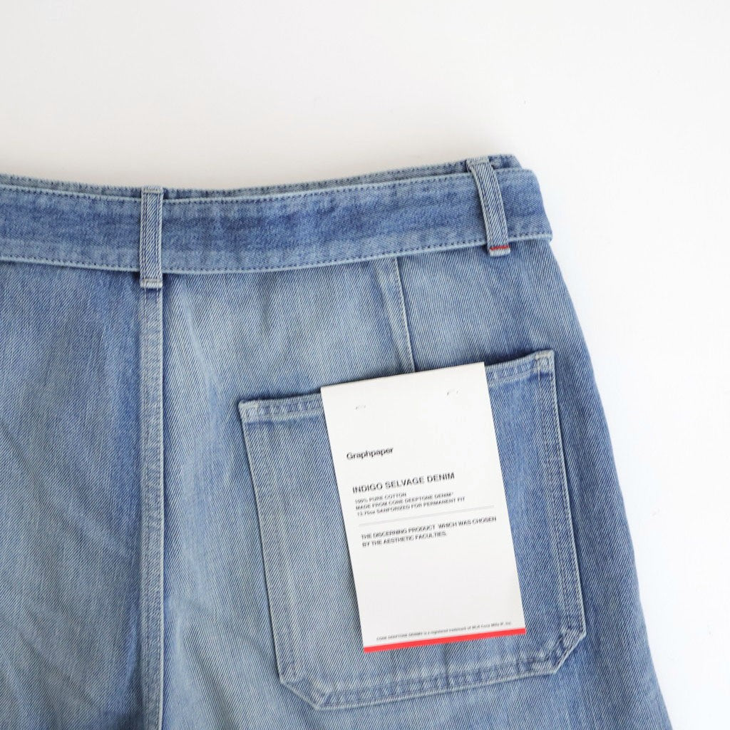 Selvage Denim Belted Pants #INDIGO_LIGHT FADE [GU261-40064LB]