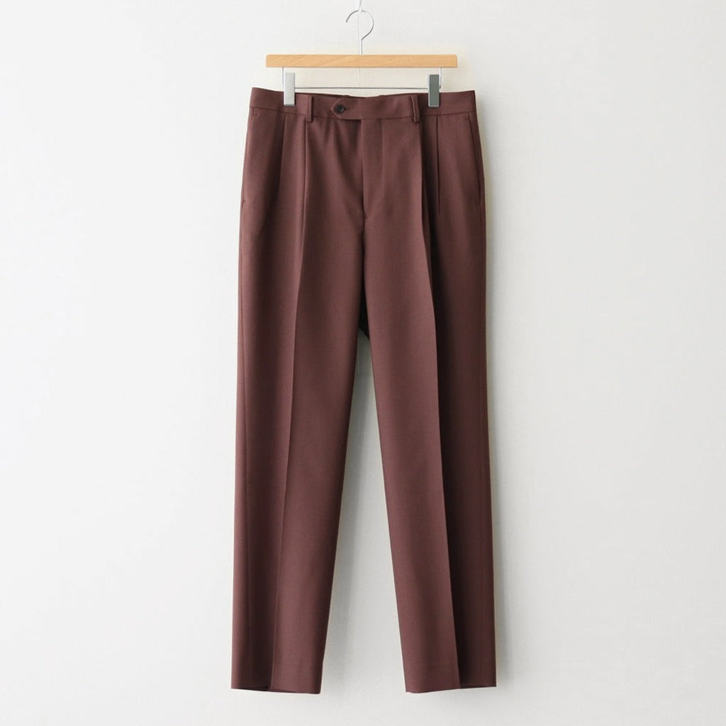 WOOL KID MOHAIR HOP SACK TWO-TUCK SLACKS #BURGUNDY [A25SP02MH]