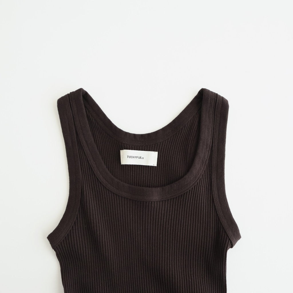 Useful Seamless Rib Tanktop #D/BRN [12610621]