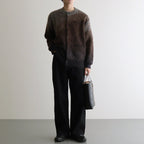 GRADATION MOHAIR KNIT CARDIGAN #BROWN CREAM GRADATION [ST.1002]