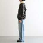 MOUTON COLLAR CALF ZIP JACKET #DARK BROWN [ST.1549]