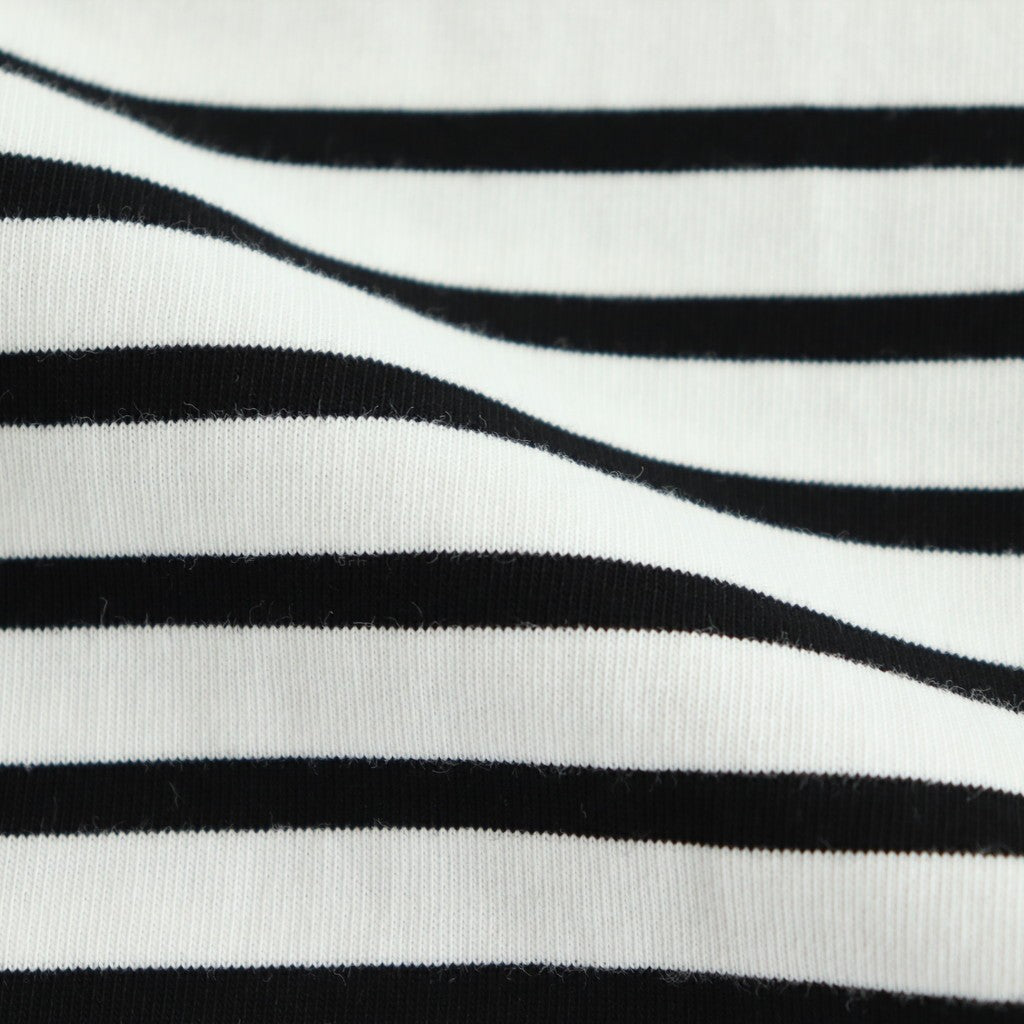 FBSBTF - 微強撚綿天竺 ボートネックロンT #08 WH base×BK bd [SN_FR0907TF]