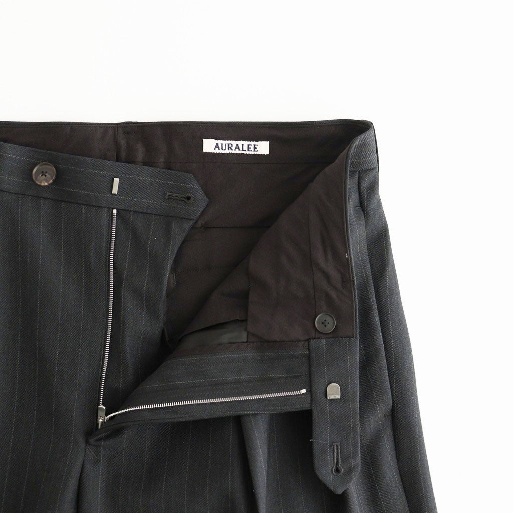 BLUEFACED WOOL TWO-TUCK SLACKS #CHARCOAL NAVY STRIPE [A26AP04BS]