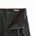BLUEFACED WOOL TWO-TUCK SLACKS #CHARCOAL NAVY STRIPE [A26AP04BS]