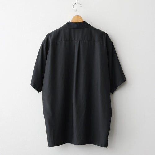CUPRO TWILL OVERSIZED OPEN COLLAR SS SHIRT #BLACK [ST.1462]