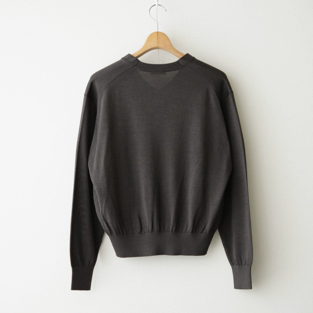 SILK SUEDE KNIT V NECK PULLOVER #BROWN [KRAGLW0312]