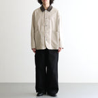 COTTON CANVAS LEATHER COLLAR WORK JACKET #BEIGE [FSC263-30032]