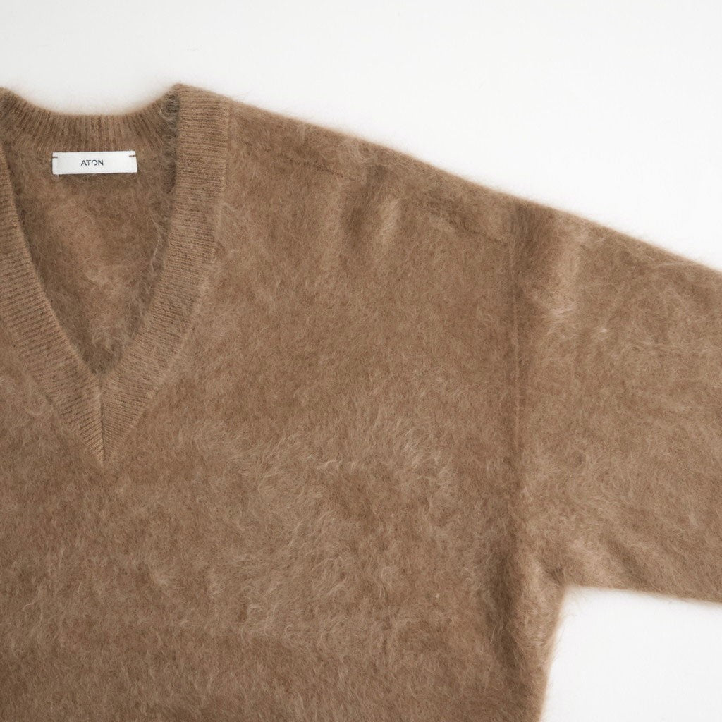 ROYAL CASHMERE FUR V NECK SWEATER #CAMEL [KRAGLW0910]
