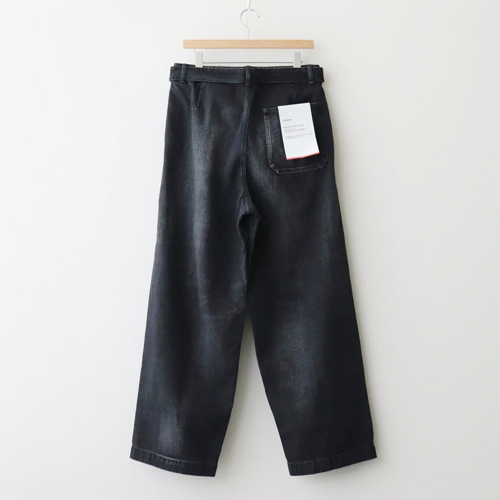 Selvage Denim Belted Pants #BLACK_DARK FADE [GU253-40064DB]
