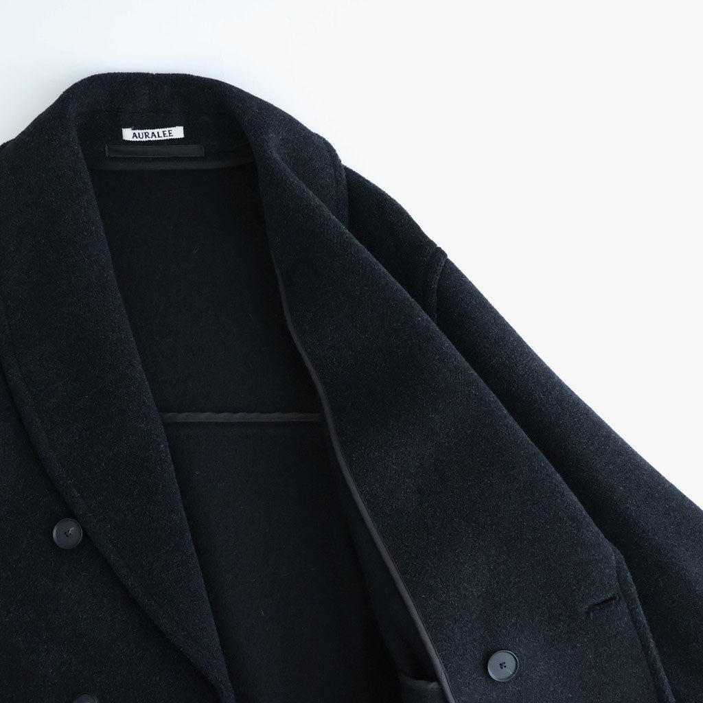 WOOL HERRINGBONE SHAWL COLLAR COAT #DARK CHARCOAL [A26AC02WH]