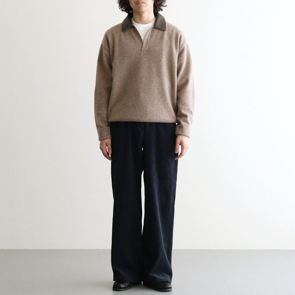 Leather-Trimmed Skipper Sweater #Beige [YK26FW01380S]