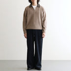 Leather-Trimmed Skipper Sweater #Beige [YK26FW01380S]