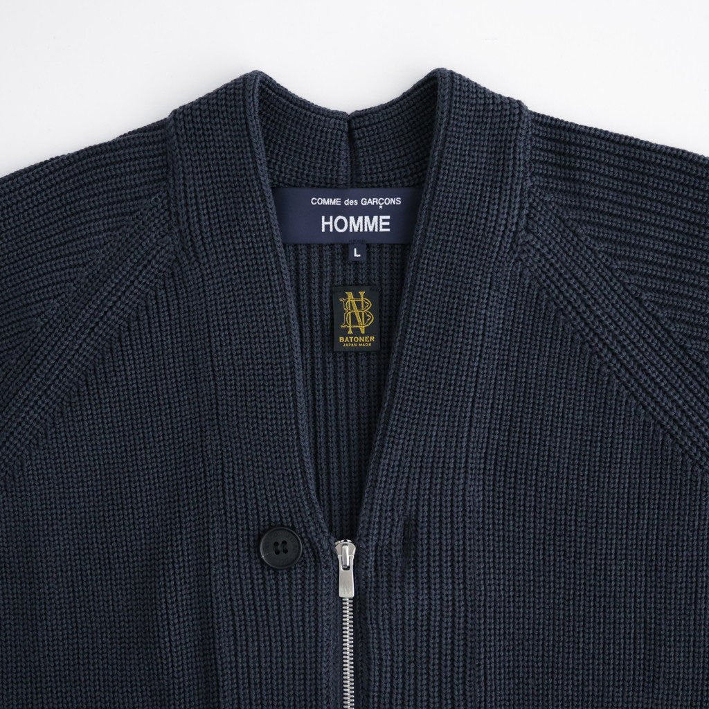 BATONER ウール梳毛片畔 Vネックカーディガン #CHARCOAL BLUE [HR-N002-051]