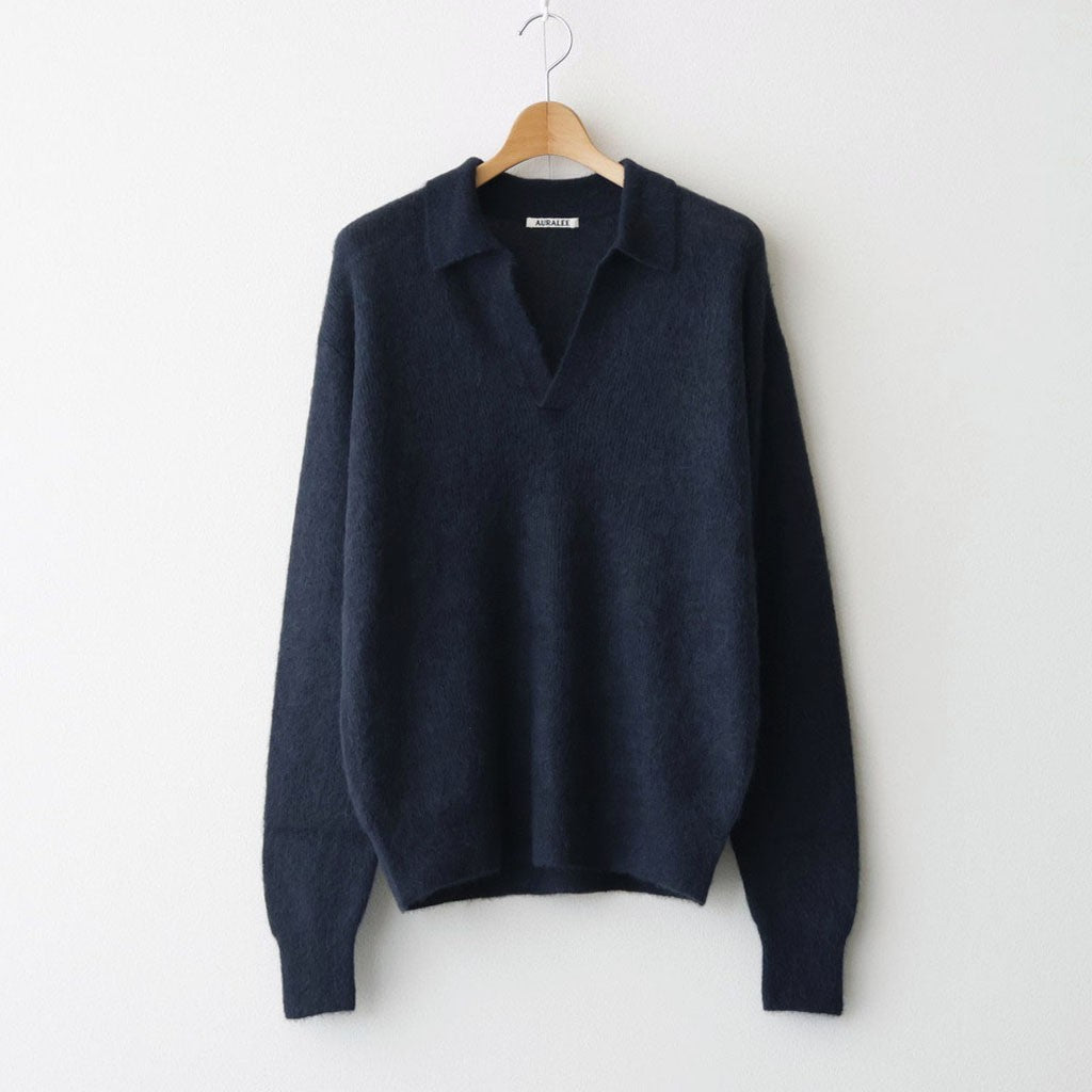 BABY SURI ALPACA SHEER KNIT SKIPPER POLO #NAVY [A26AP02AK]