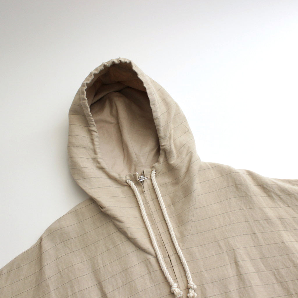 リネンボーダーBigパーカー #BEIGE [D124-C311]