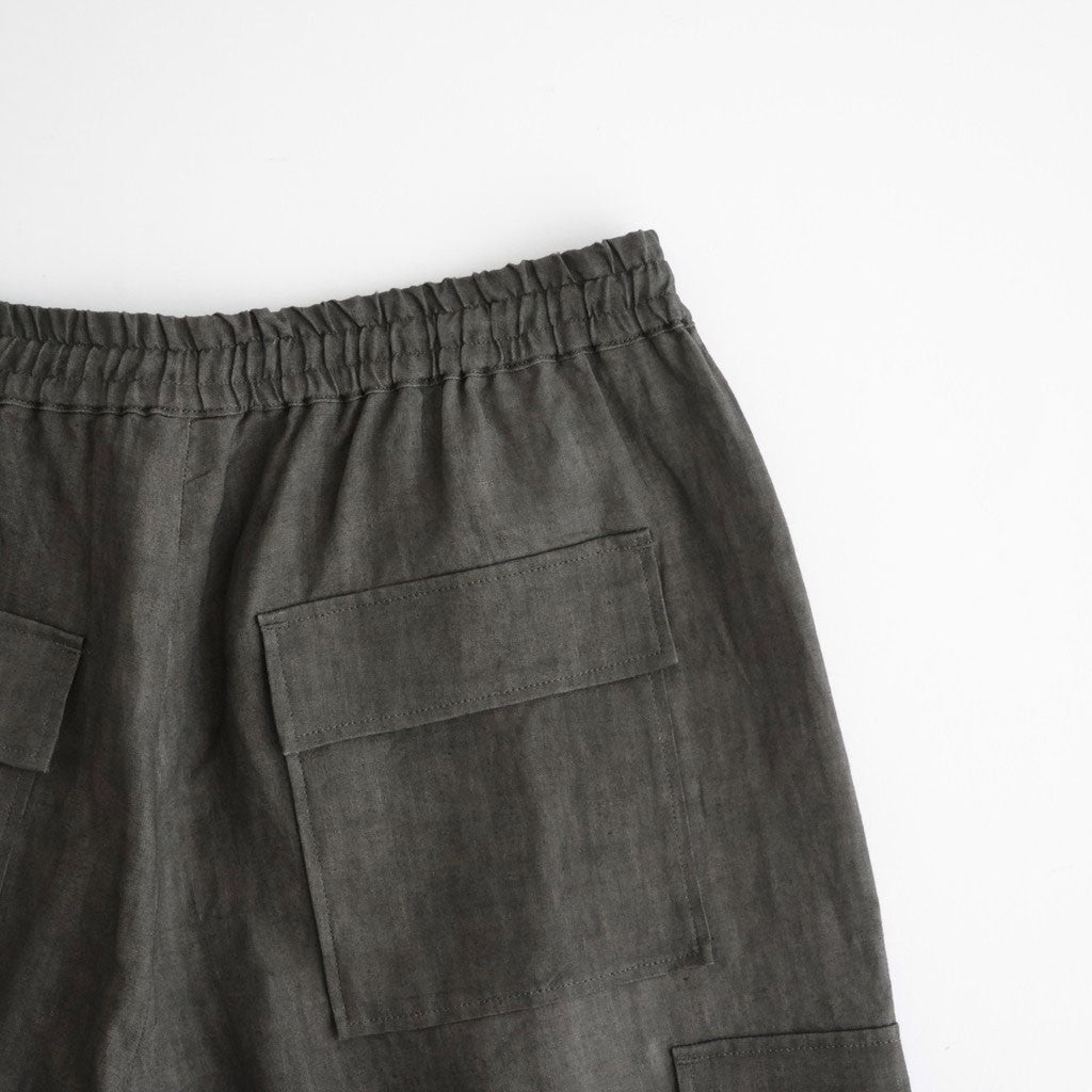 SUMI LINEN WIDE EASY CARGO PANTS #CHARCOAL GRAY [N0050]