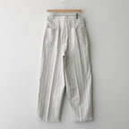 STRIPE BELTED WIDE LEG TROUSERS #IVORY [YK24SS0641P]