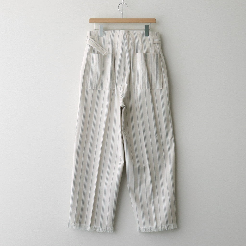STRIPE BELTED WIDE LEG TROUSERS #IVORY [YK24SS0641P]