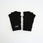 ウールアクリル天竺縮絨 指抜きグローブ #BLACK [HR-K701-051]