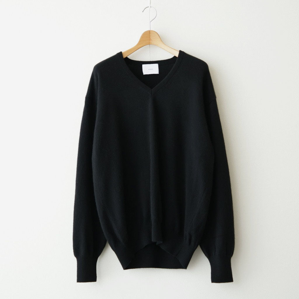 PURE CASHMERE KNIT V NECK LS #BLACK [ST.1629]