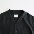 CUPRO TWILL OVERSIZED OPEN COLLAR SS SHIRT #BLACK [ST.1462]