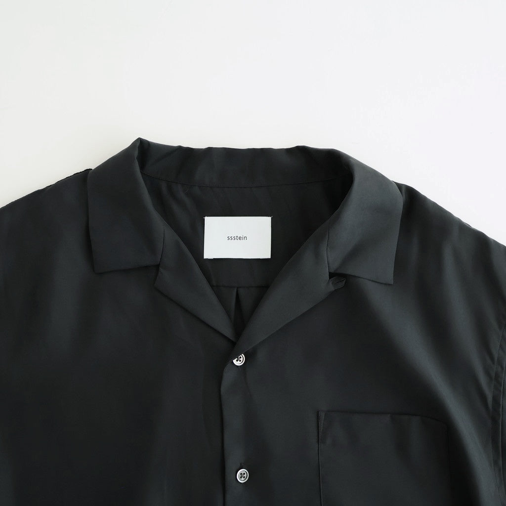 CUPRO TWILL OVERSIZED OPEN COLLAR SS SHIRT #BLACK [ST.1462]