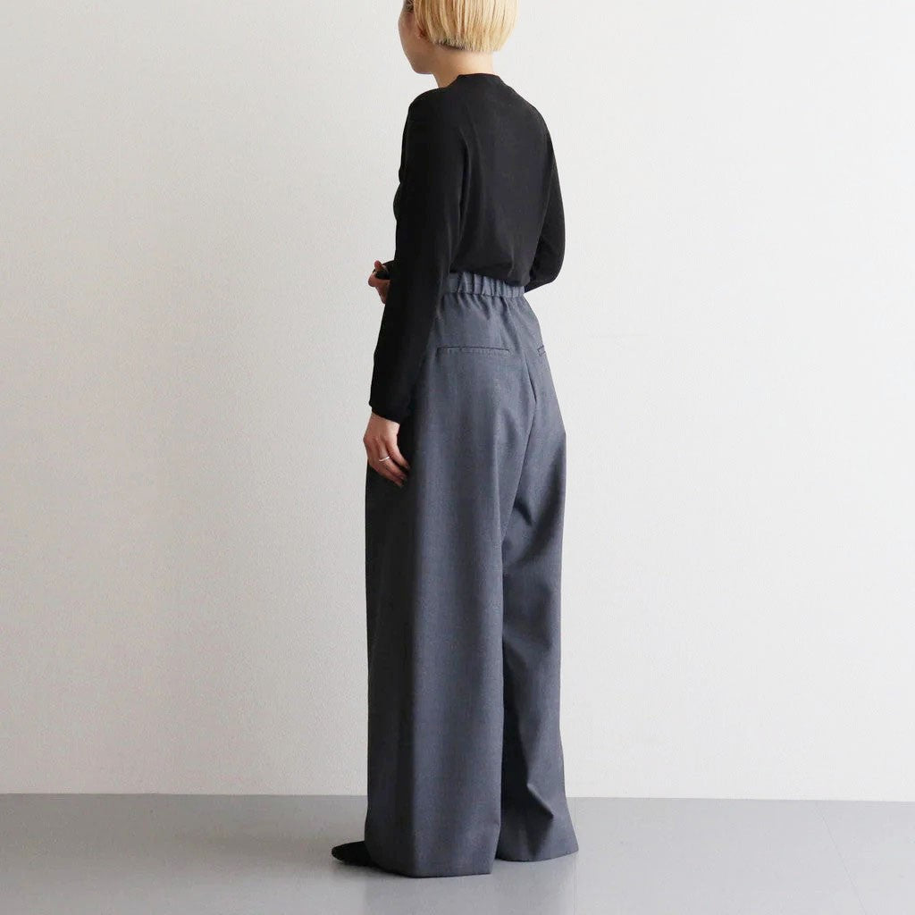 WOOL TROPICAL WIDE EASY PANTS #TOP GRAY [PRAGCW0110]