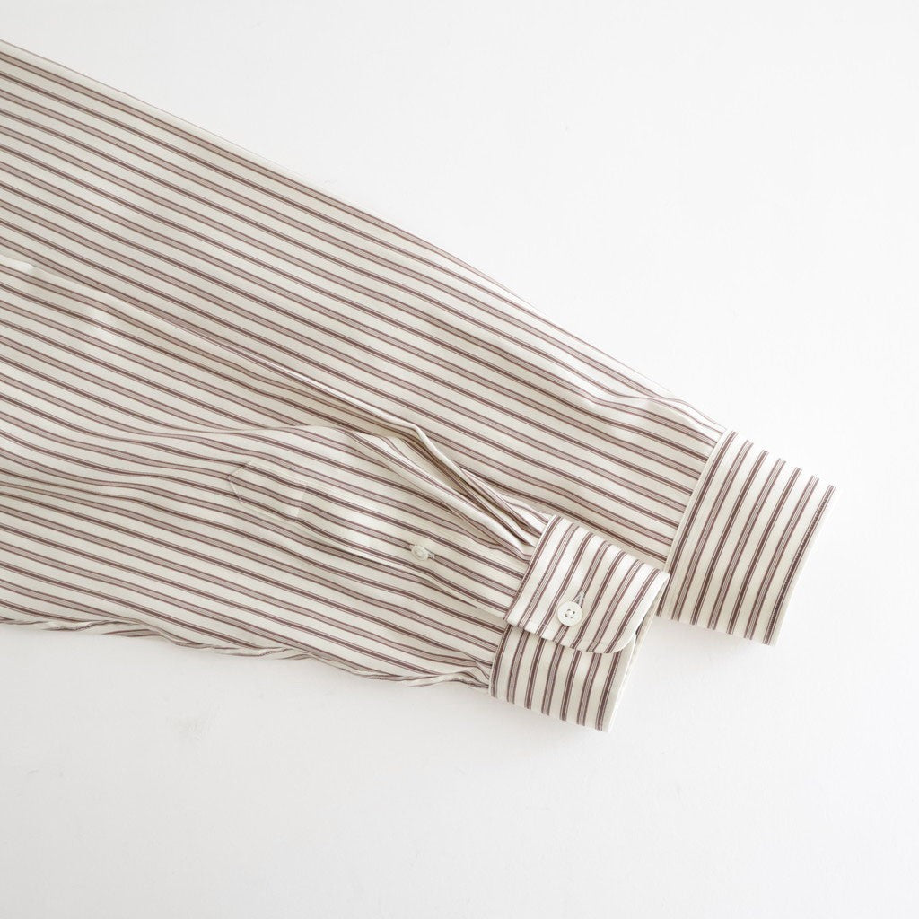 COTTON SILK STRIPE SHIRT #RED BROWN STRIPE [A26AS03CS]